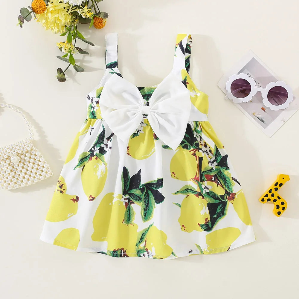 Infant Girls Beautiful Floral Bowknot Sleeveless Summer Dresses