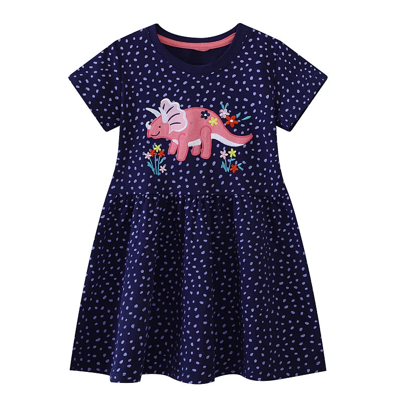Kids Girls Cartoon Embroidered Summer Dresses childrensterritory