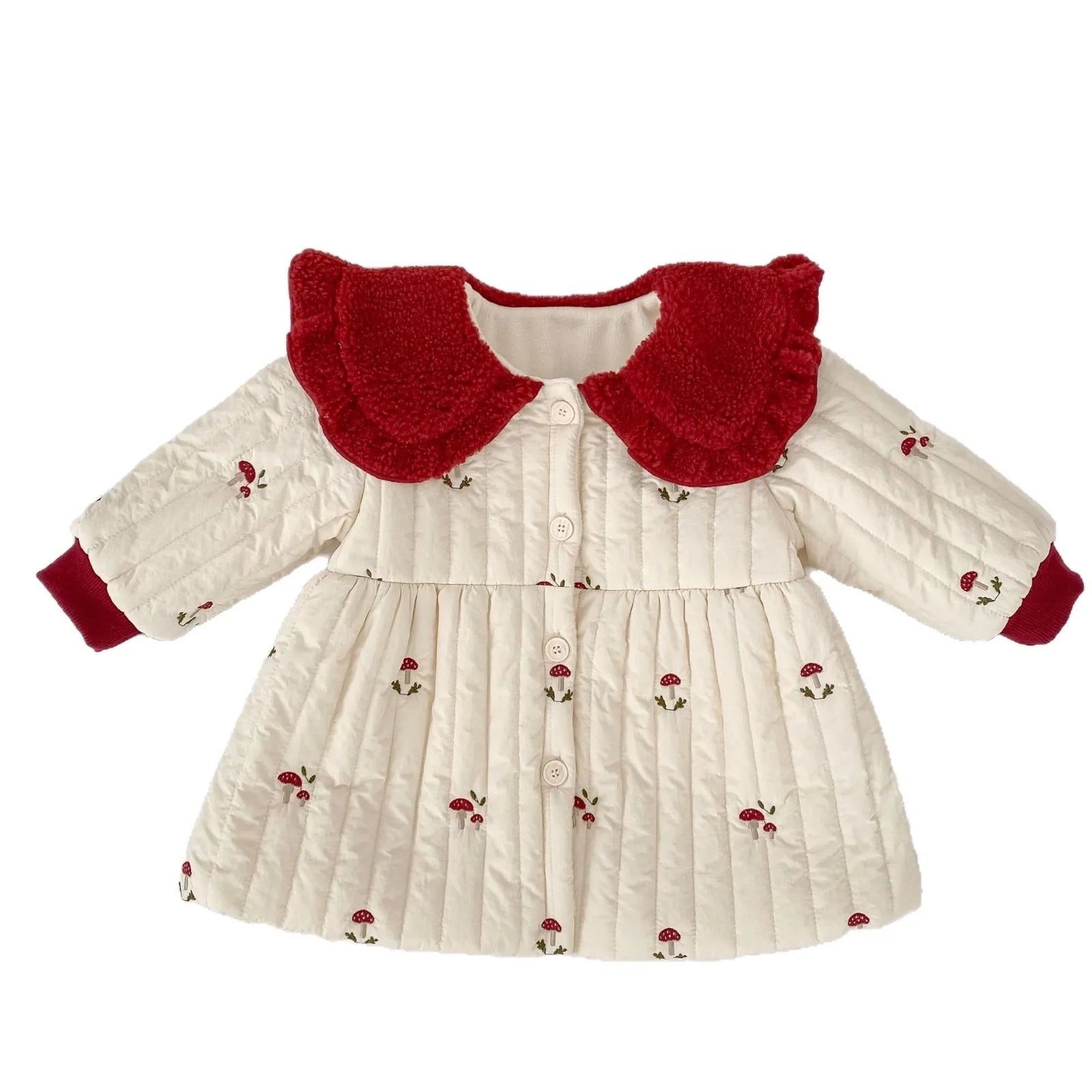Girls’ Embroidery Collar Design Warm Cute Dresses childrensterritory