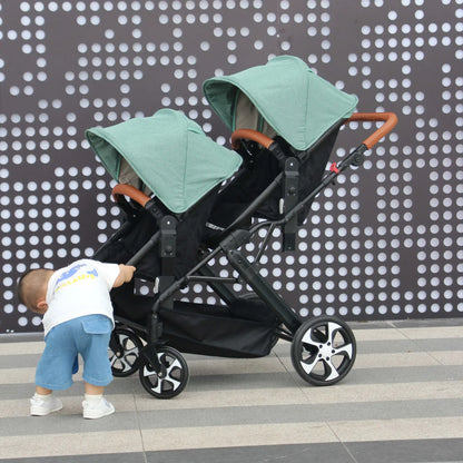 Foldable 3-in-1 Double Baby Stroller with Car Seat childrensterritory