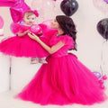 Elegant Mother Daughter Puffy Sleeve Tulle Dresses childrensterritory