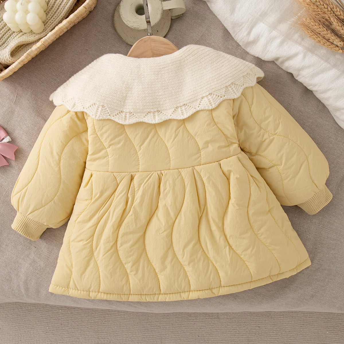 Girls' Long-Sleeved Collar Design Winter Coat