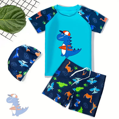 Kids Boys 2pcs Cartoon Printed Swimsuit Set