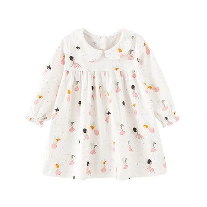Kids Girls Long Sleeves Printed Princess Dresses childrensterritory