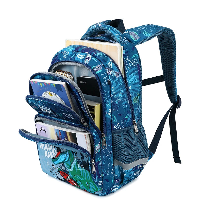 3pcs Set of Teenager Cartoon Dinosaur Anime School Bags