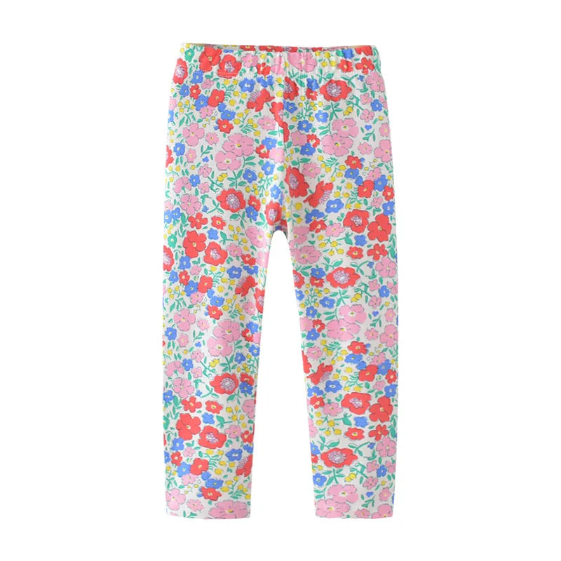 Flower Print Kids Girls Comfortable Cotton Trousers