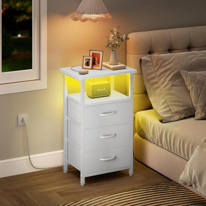 Durable Metal Bedside Table with Open Storage Shelf