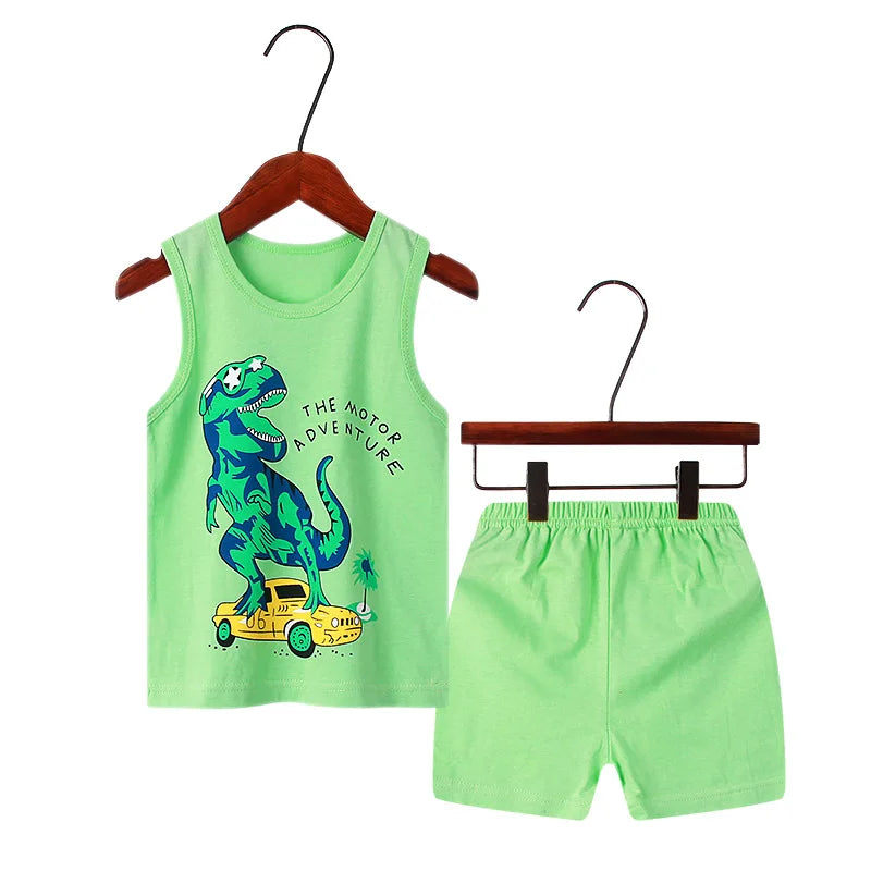 Boys Dinosaur Print Summer Casual Clothing Set childrensterritory