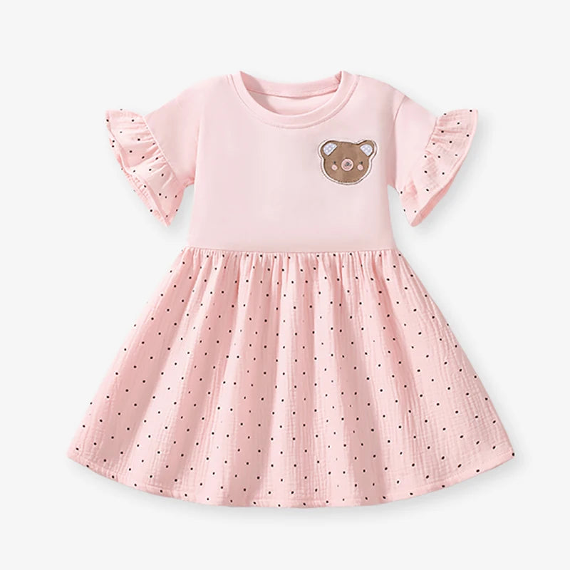 Girls Sleeveless Orange Lotus Leaf Print Summer Dresses childrensterritory
