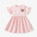 Girls Sleeveless Orange Lotus Leaf Print Summer Dresses childrensterritory