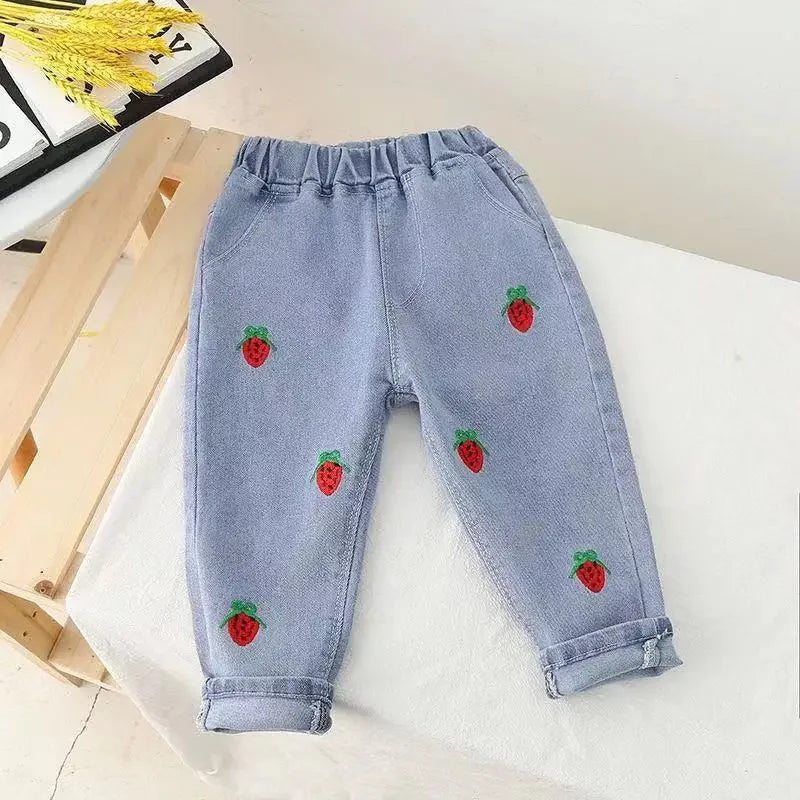 Little Girls Loose Stylish Denim Pants for Spring and Autumn childrensterritory