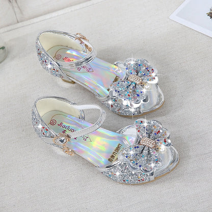 Kids Girls Shiny Bowtie Princess Sandals Wedding Shoes childrensterritory