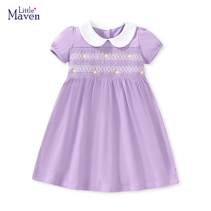 Flowers Embroidery Design Casual Summer Dresses childrensterritory