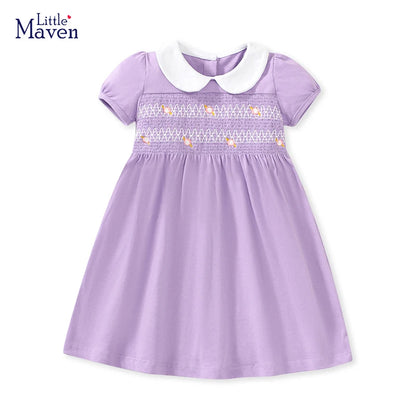 Flowers Embroidery Design Casual Summer Dresses childrensterritory