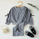 Kids Casual Bow Decoration Two-piece Casual Wear Clothing Set childrensterritory