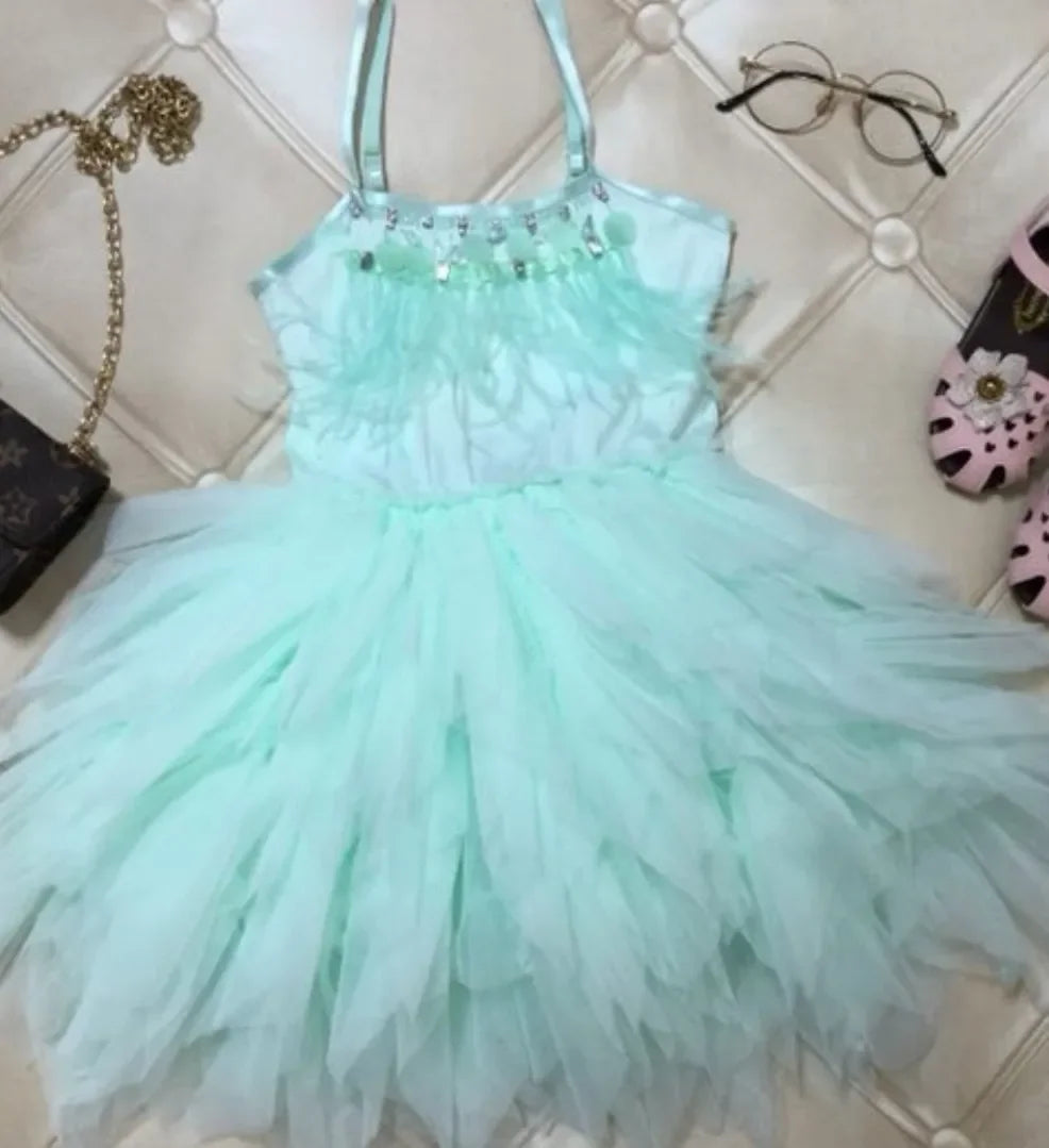Sleeveless Lace Design Princess Dresses For Girls