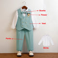 3 Pieces Kids Boys Formal Suit in 5 Colors (Vest Pants Bow-tie)