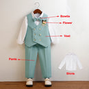 3 Pieces Kids Boys Formal Suit in 5 Colors (Vest Pants Bow-tie)