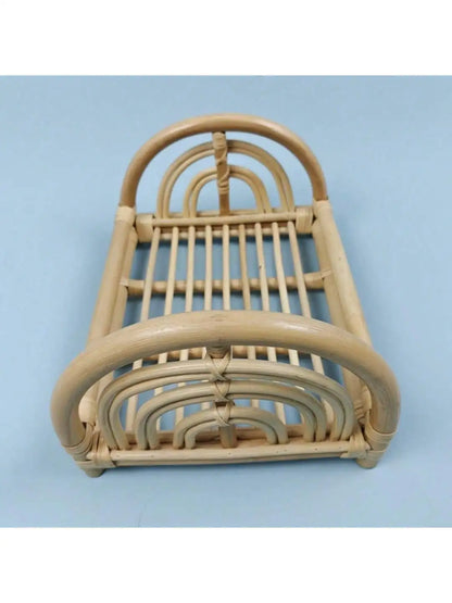 Vintage Handmade Wood Bamboo Basket Baby Photoshoot Prop childrensterritory