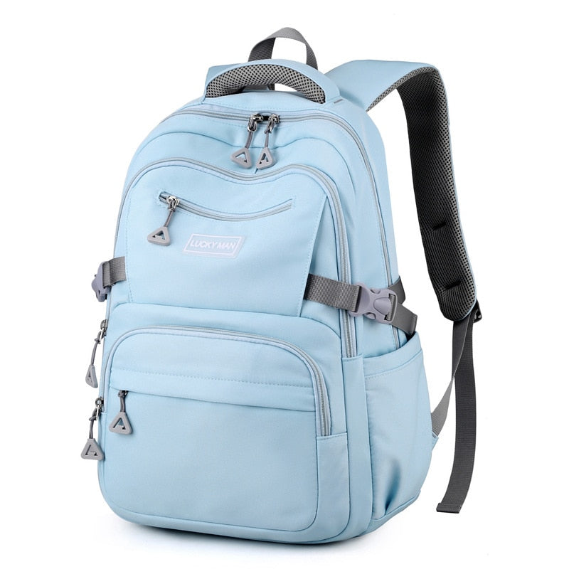 Solid Color Waterproof Shoulder Backpack for Teenage Girls childrensterritory