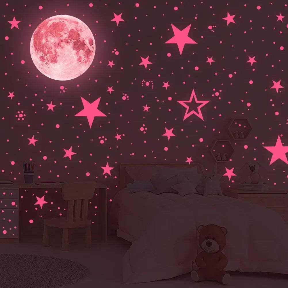 Luminous Colorful Moon Wall Stickers For Kids Bedroom childrensterritory