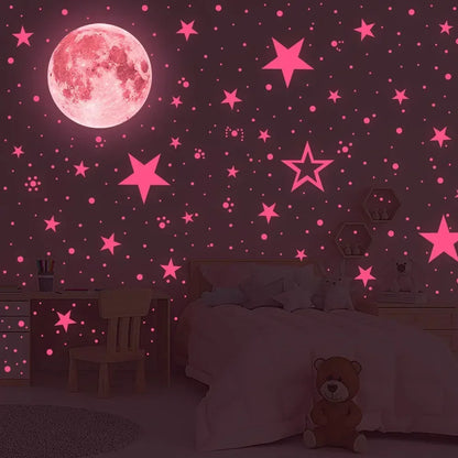 Luminous Colorful Moon Wall Stickers For Kids Bedroom childrensterritory
