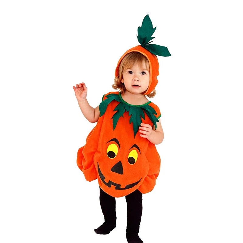 Kids Girls Fancy Cosplay Dresses for Halloween with Pumpkin Bag
