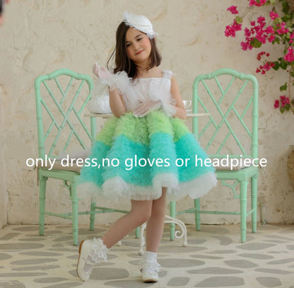 Puffy Tiered Tulle Girls Princess Birthday Party Dress childrensterritory
