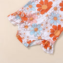 Infant Girl Flower Print Zipper Bikini/Swimwear with Cap childrensterritory