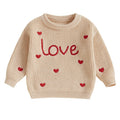 Baby Girl Heart Print Crew Neck Knitted Sweaters childrensterritory