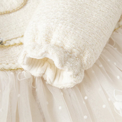 Kids Girls Elegant Warm Princess Party Dress with Small Bag childrensterritory