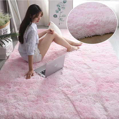 Soft Furry Rainbow Rugs for Kids Bedroom Decor