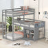 L-shaped Wooden Triple Bunk Bed With a Ladder and Storage Cabinet childrensterritory