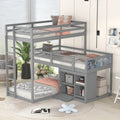 L-shaped Wooden Triple Bunk Bed With a Ladder and Storage Cabinet childrensterritory