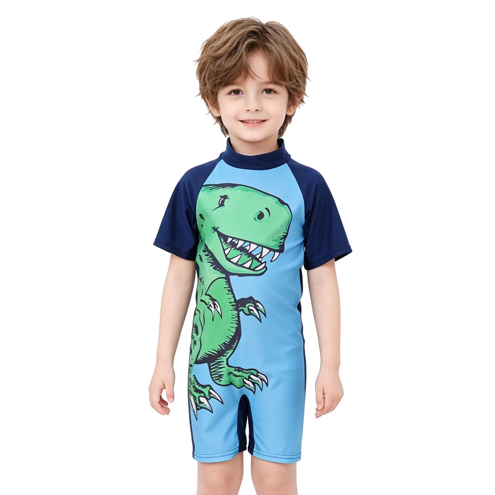 Kids Girls One-Piece Cartoon Print UV Swimsuits