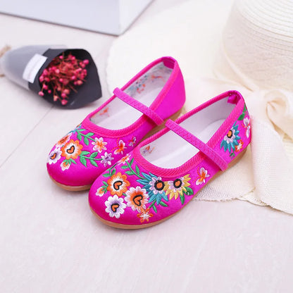Embroidery Design Soft Leather Shoes For Girls childrensterritory