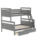 A Twin Over Bunk Bed Featuring Storage Drawers and Ladders childrensterritory