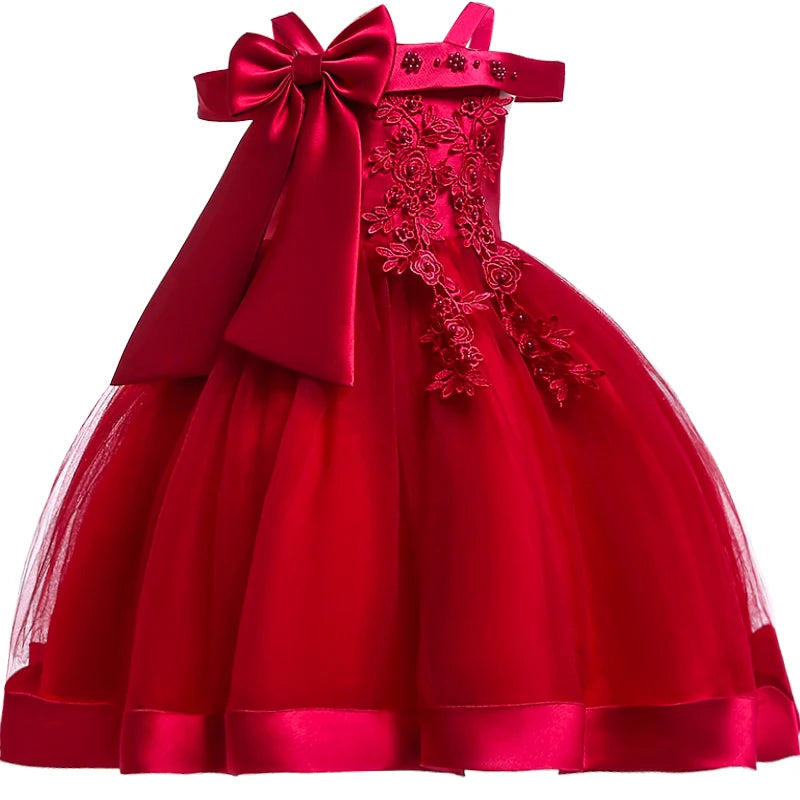 Girls' Sleeveless Bow Design Elegant Party Dresses