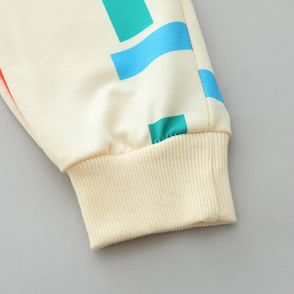 Color Stripe Print Long Sleeve Pullover and Pants Set for Infant childrensterritory