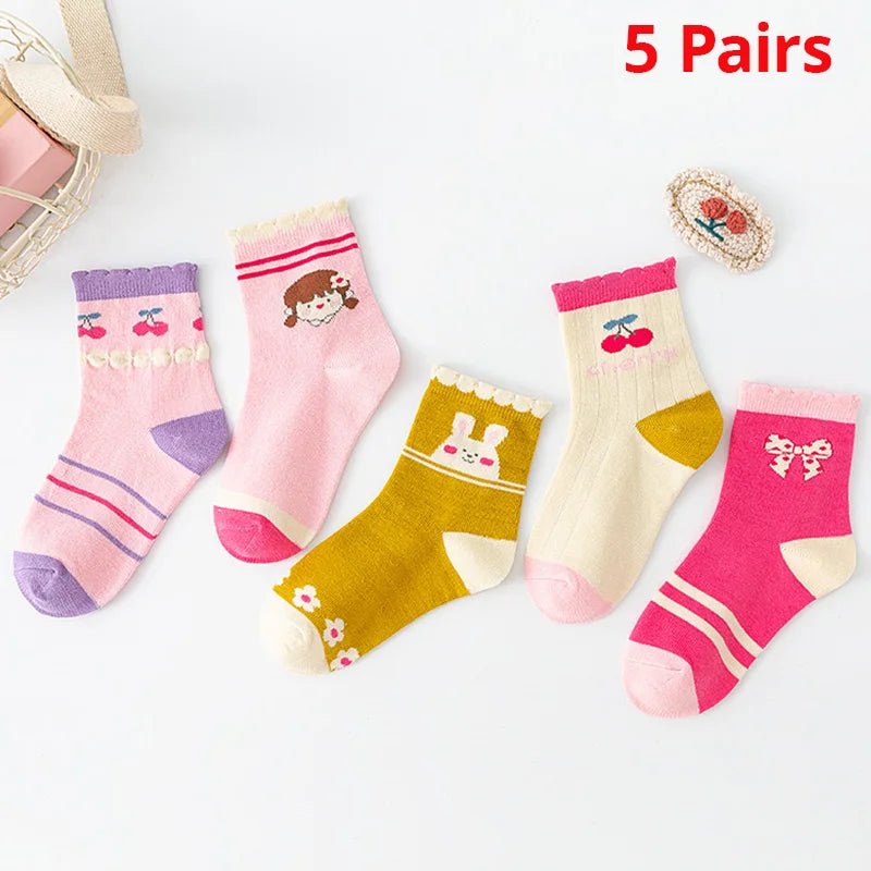 Cartoon Design Knitted 5 Pairs Lot Short Socks childrensterritory