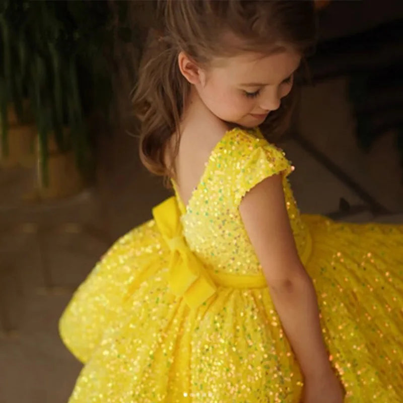 Glitter Sequin Baby/Kids Girls Puffy Formal Party Dress/Gown