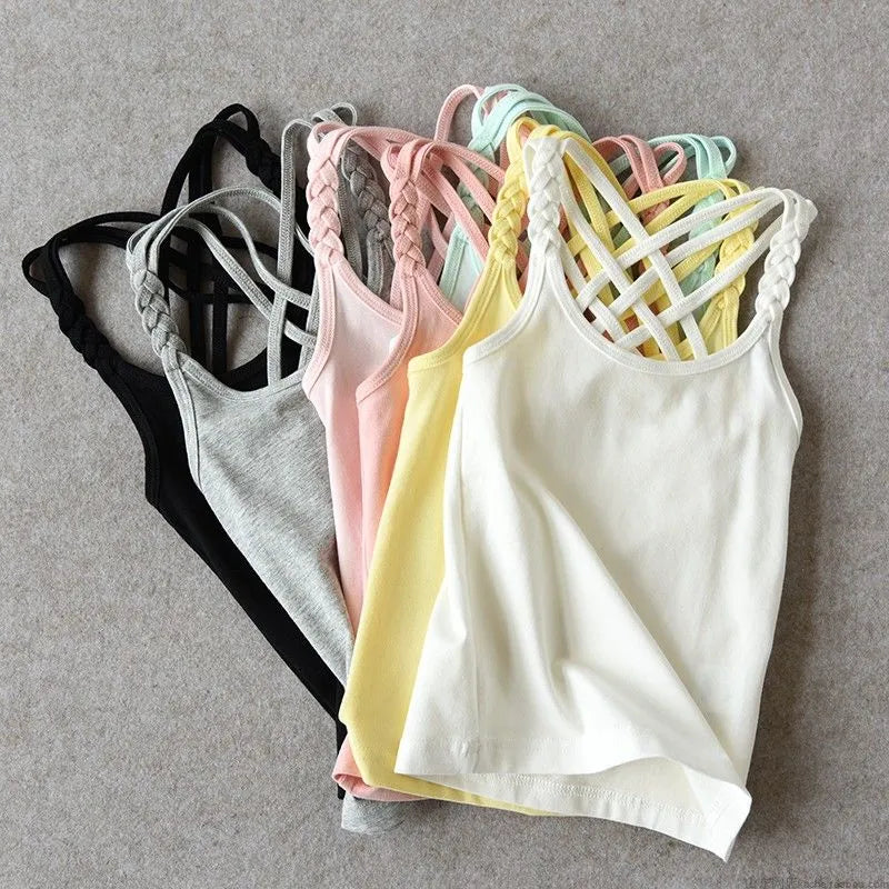 Kids Girls Cotton Camisole Knitted Tank Tops childrensterritory