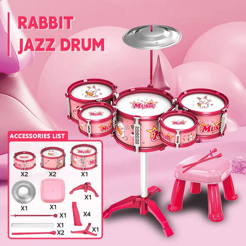 Kids Musical Instruments Toy- Mini Jazz Drum Set with Stool