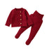 Full Sleeves Solid Colour Baby Girls Clothing Set childrensterritory