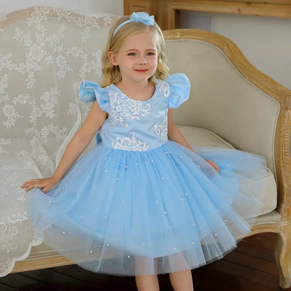 Baby/Kids Girls Lace Pearls Princess Party Dress