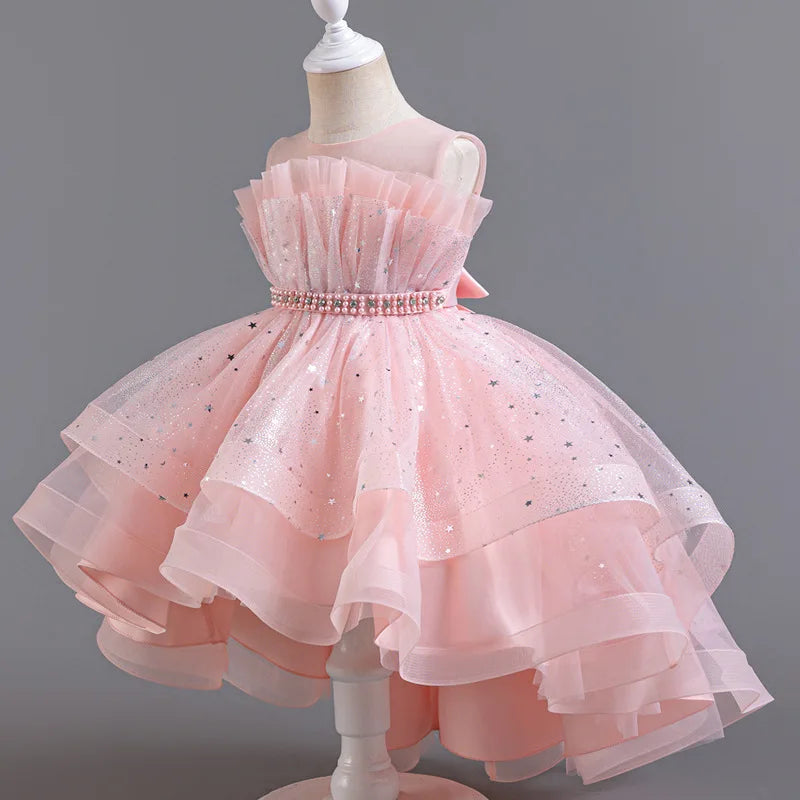Flower Sequin Design Fluffy Princess Dresses For Girls childrensterritory