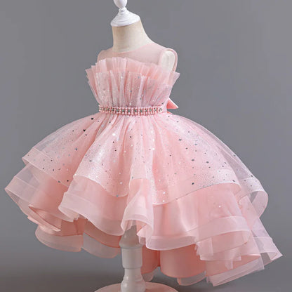 Flower Sequin Design Fluffy Princess Dresses For Girls childrensterritory