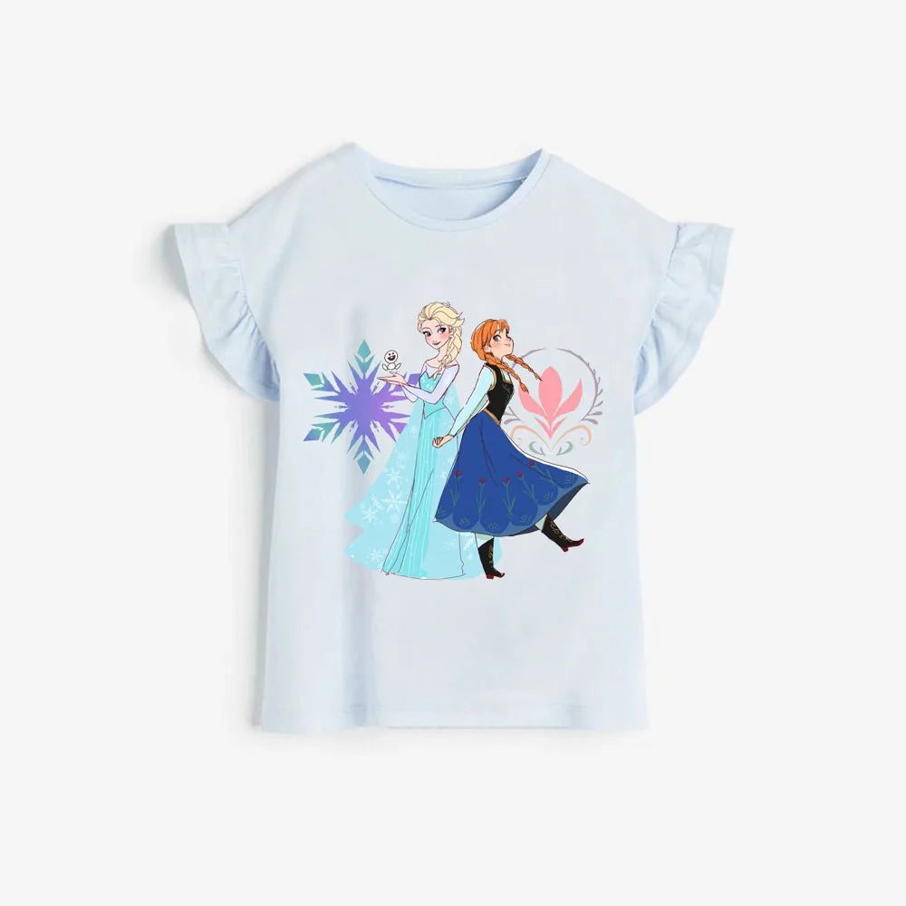 Half-Sleeves Cartoon Print Girls Cotton T-Shirts childrensterritory