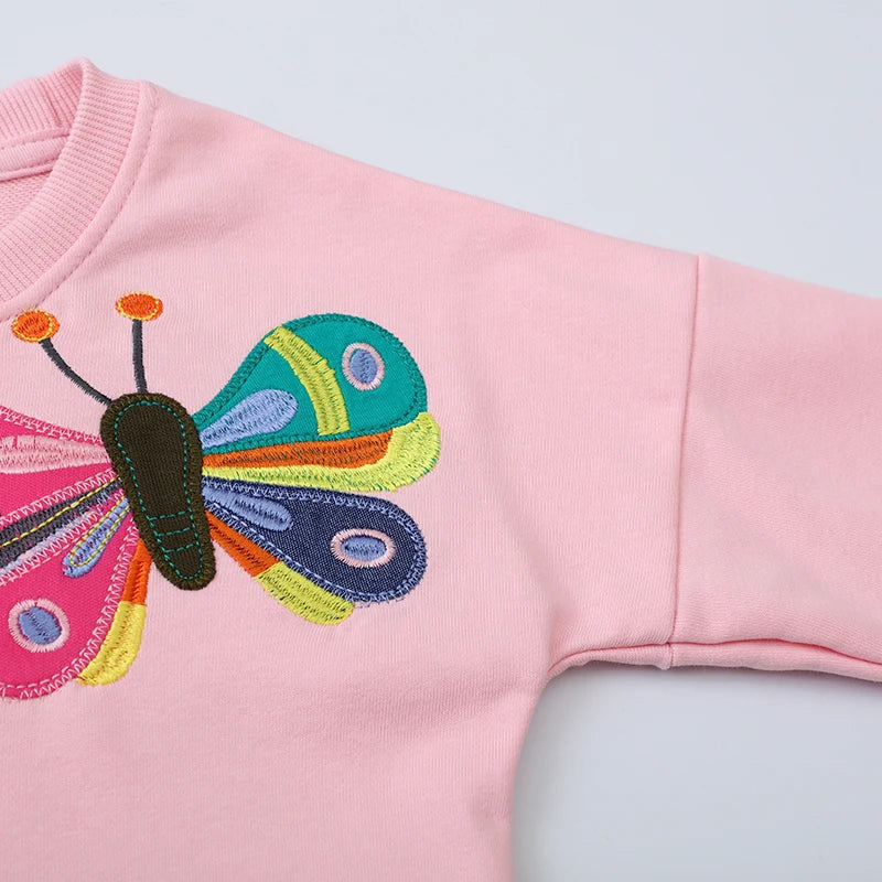Girls Butterfly Embroidered Design Casual Sweatshirts childrensterritory