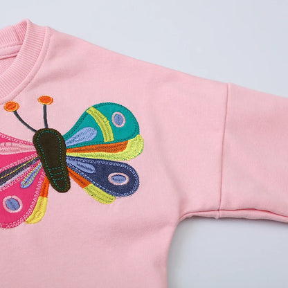 Girls Butterfly Embroidered Design Casual Sweatshirts childrensterritory